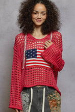 Load image into Gallery viewer, Long sleeve American Flag Hoodie Thin Sweater Top by POL: Beige / S-M-L
