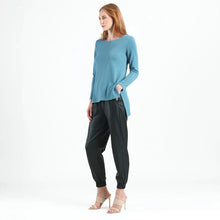 Load image into Gallery viewer, T102WJ - French Terry-Like Knit, Parachute Hem Sweater Tunic: Powder blue / XS
