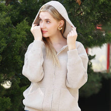 Load image into Gallery viewer, Solid Color Plain Zippered Warm Hoodie: Black / One Size
