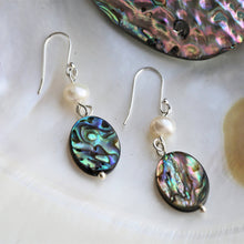 Load image into Gallery viewer, Abalone &amp; Pearl Drop Silver Earring: Silver
