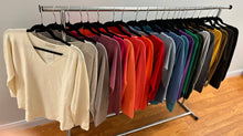 Load image into Gallery viewer, PO822 Italian One Size Cozy Comfy V-Neck Sweater LOOWIE: Denim
