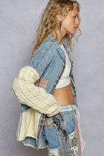 Load image into Gallery viewer, Oversized sweater sleeve patchworks plaid jacket: DENIM MULTI / L
