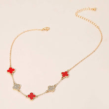 Load image into Gallery viewer, Gold Dipped Quatrefoil Link Necklace: Gold,White
