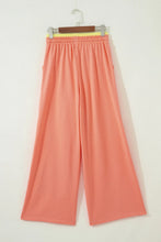 Load image into Gallery viewer, Flower Drawstring Contrasted Elastic Waist Wide Leg Pants: Green / XL
