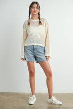 Load image into Gallery viewer, Crew Neck Crochet Sweater CREAM STAR S-M-L
