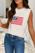 Load image into Gallery viewer, LDC American Flag Sleeveless Sweater: Parchment / L
