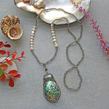 Load image into Gallery viewer, Abalone, Rhinestone &amp; Cultured Pearl Pendant Necklace
