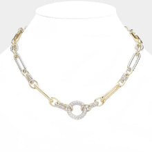 Load image into Gallery viewer, 14K Gold Plated CZ Stone Paved Open Circle Pointed Necklace
