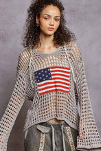 Load image into Gallery viewer, Long sleeve American Flag Hoodie Thin Sweater Top by POL: Beige / S-M-L
