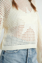 Load image into Gallery viewer, Crew Neck Crochet Sweater CREAM STAR S-M-L
