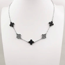 Load image into Gallery viewer, Gold Dipped Quatrefoil Link Necklace: Black,Rhodium

