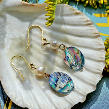 Load image into Gallery viewer, Abalone &amp; Pearl Drop Silver Earring: Silver
