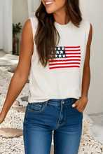 Load image into Gallery viewer, LDC American Flag Sleeveless Sweater: Parchment / M
