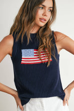 Load image into Gallery viewer, Flag Print Knitted Sleeveless Sweater - BMW7749: NAVY MULTI / L
