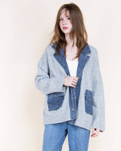 Load image into Gallery viewer, Soho Denim Trim Boyfriend Cardigan: BEIGE / S/M, L/XL
