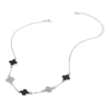 Load image into Gallery viewer, Gold Dipped Quatrefoil Link Necklace: Black,Rhodium
