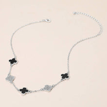 Load image into Gallery viewer, Gold Dipped Quatrefoil Link Necklace: Black,Rhodium
