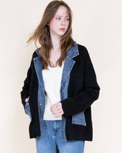 Load image into Gallery viewer, Soho Denim Trim Boyfriend Cardigan: BEIGE / S/M, L/XL
