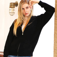 Load image into Gallery viewer, Solid Color Plain Zippered Warm Hoodie: Black / One Size
