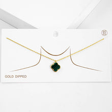 Load image into Gallery viewer, Gold Dipped Quatrefoil Pendant Necklace: Gold,Turquoise
