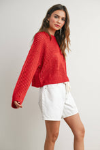 Load image into Gallery viewer, Crew Neck Crochet Sweater CREAM STAR S-M-L
