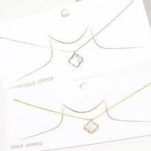 Load image into Gallery viewer, Gold Dipped Quatrefoil Pendant Necklace: Gold,Turquoise
