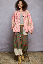 Load image into Gallery viewer, Balloon sleeve floral patch detail denim jacket: DENIM / S
