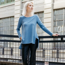 Load image into Gallery viewer, T102WJ - French Terry-Like Knit, Parachute Hem Sweater Tunic: Powder blue / XS

