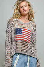 Load image into Gallery viewer, Long sleeve American Flag Hoodie Thin Sweater Top : Black S M L
