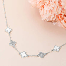 Load image into Gallery viewer, Gold Dipped Quatrefoil Link Necklace: Black,Rhodium
