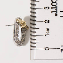 Load image into Gallery viewer, Two-Tone Crystal Pavé Oval Link Stud Earrings: E / One Size
