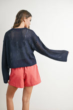 Load image into Gallery viewer, Crew Neck Crochet Sweater CREAM STAR S-M-L
