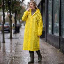 Load image into Gallery viewer, Snap Front Drawstring Hooded Long Rain Coat Poncho: Pink
