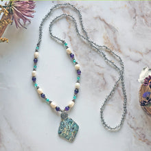 Load image into Gallery viewer, Diamond Shaped MOP Druzy Pendant Necklace
