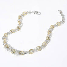Load image into Gallery viewer, 14K Gold Plated Two Tone CZ Paved Mariner Link Necklace
