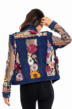 Load image into Gallery viewer, 2406-D - Denim Lace Jacket with Floral Embroidery: XL
