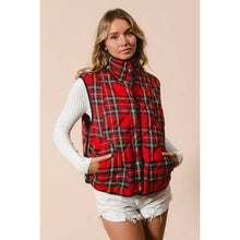 Load image into Gallery viewer, VINTAGE CHRISTMAS PLAID QUILTING VEST: RED MULTI / L
