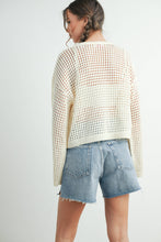 Load image into Gallery viewer, Crew Neck Crochet Sweater CREAM STAR S-M-L
