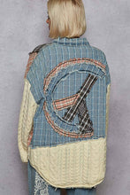 Load image into Gallery viewer, Oversized sweater sleeve patchworks plaid jacket: DENIM MULTI / M
