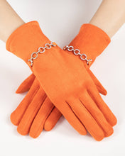 Load image into Gallery viewer, Rhinestone Chain Faux Suede Gloves (TS): BLACK
