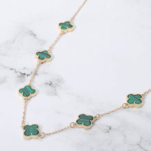 Load image into Gallery viewer, Quatrefoil Stone Station Necklace: Black Rhodium
