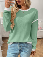 Load image into Gallery viewer, Color Block Loose Long Sleeve Top: Black Gray / Missy / L
