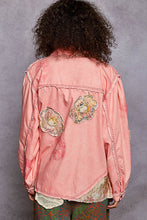 Load image into Gallery viewer, Balloon sleeve floral patch detail denim jacket: DENIM / S
