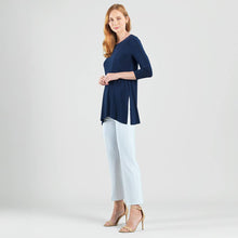 Load image into Gallery viewer, TU225 - Side Vent Kerchief Hem Tunic: Navy / XS
