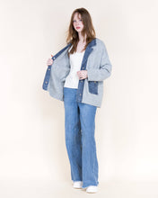 Load image into Gallery viewer, Soho Denim Trim Boyfriend Cardigan: BEIGE / S/M, L/XL
