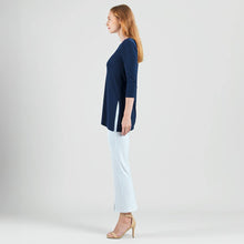 Load image into Gallery viewer, TU225 - Side Vent Kerchief Hem Tunic: Navy / XS
