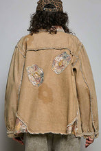 Load image into Gallery viewer, Balloon sleeve floral patch detail denim jacket: DENIM / S
