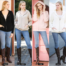 Load image into Gallery viewer, Solid Color Plain Zippered Warm Hoodie: Black / One Size
