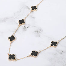 Load image into Gallery viewer, Quatrefoil Stone Station Necklace: Black Rhodium
