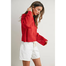 Load image into Gallery viewer, Crew Neck  STAR Crochet Sweater - IVORY / S-M-L
